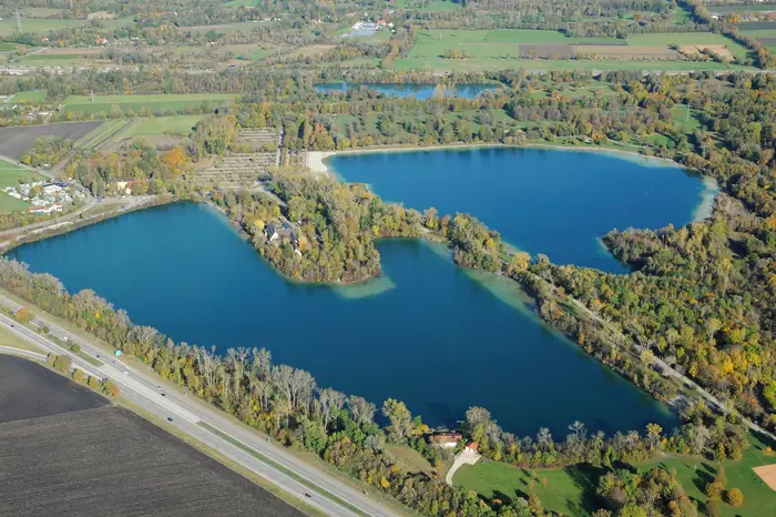 Langwieder Seenplatte aus der Luft mit Lußsee und Langwieder See
